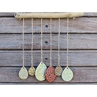 Handmade Keramik Treibholz Windspiel Gartendekoration als Geschenk oder Wohndeko Gartendeko Wanddeko Fensterdeko