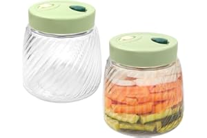 Kitchnexus 1L Fermentierglas mit Entlüftungsventil, 2 Stück Gärbehälter zum Gären von Kimchi und Marmelade