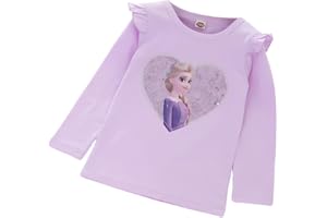 FANCYLAND ELSA und Anna T-Shirt Glanz Langarmshirt Frozen 2 Eiskönigin 2 Prinzessin Eisprinzessin Mädchen Kinder