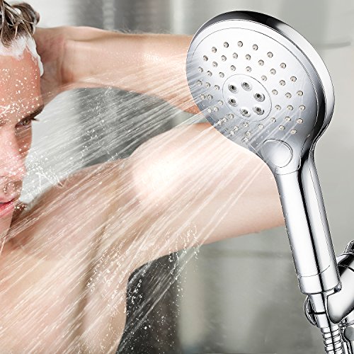 Lifewit Duschkopf 3 Strahlarten 2m Schlauch Handbrause 12cm Brausekopf Multifunktional Regenbrause Wasserfall für Badezimmer Chrom Silber - 2