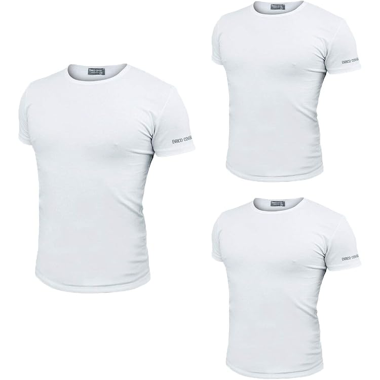 Pacco Da 3 T-shirt Uomo Enrico Coveri, Girocollo In Cotone Bi-elastico, ET1000