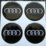 Tapacubos Audi. GTB Tuning - 4 adhesivos resinados con efecto 3D, 3M de 50 mm, color negro, para llantas de aleación