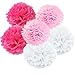 Produktbild Daily Mall Mixed DIY Papier Blumen Papier Pompom 9er 25cm Mixed DIY Papier Blumen PomPoms Zum Aufhängen Seidenpapier schöne Dekor für Geburtstag Hochzeitsfest Basteln Babyshower Dekoration Feier Party Baby-Duschen Brautduschen Wohnungdeko (Weiß-Pink-Rosa Rose)