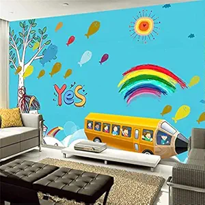 All Your Design Cartoon Theme PVC Vinyl Self Adhesive Kids Wallpaper(3x4 Feet, Design no. kids-wallpaper-pt02.)