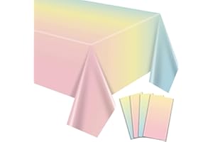 APUXXJUPA 4 tovaglie di compleanno arcobaleno, rettangolari, colorate, colori pastello, per feste di compleanno, baby shower, matrimoni, 130 x 220 cm