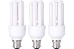 B4U 3 Pack CFL Low Energy Light Bulbs 11W=60W, Energy Saving Light Bulbs Bayonet 11W, 2 Pin, Warm White 2700K, 660 Lumens, B22 Bayonet Cap
