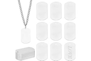 BENECREAT 30 PCS Argento Timbratura Pendenti con Ciondolo Vuoto ciondoli in Alluminio per Etichetta Pendente Ciondolo orecchino per Cane - 5,1x2,9 cm, Forma Rettangolare
