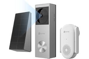 EZVIZ CP3 Pro Akku Video-Türklingel mit Chime CH1, Kabellose Klingel mit Kamera, Personenerkennung, 2K & Farb-Nachtsicht, Zwei-Wege-Audio, 8GB eMMC-Speicher, Video Doorbell mit Solarpanel + Chime Kit