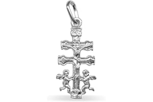 Sebaoth Cruz de Caravaca Bendecida - Plata de ley 925 - Dije con Angeles - Fabricada y enviada desde Caravaca. Tamaño a elegir. Ideal para regalo