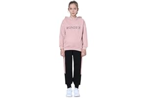 YFPICO Kinder Mädchen Trainingsanzug Jogginganzug Sportanzug 2tlg Jogging Anzug Bekleidungsset Freizeitanzug Outfit-Set(Sweatshirt + Sweathose) Briefe Streifen Design