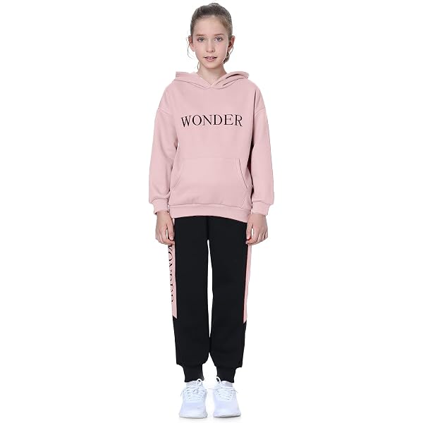 Amur Leopard Survêtement Fille 2 Pièces - Sweat Capuche + Pantalon Jogging Imprimé Fleurs - Confort Automne Hiver