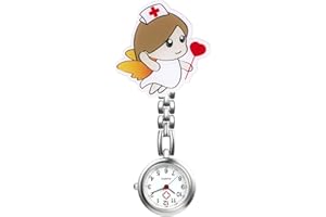 Avaner Orologio da Infermiera con spilla da Donna,in Silicone,per Medici e Infermieri,Stile di Cartone Animato,Colore Argento/Rosegold