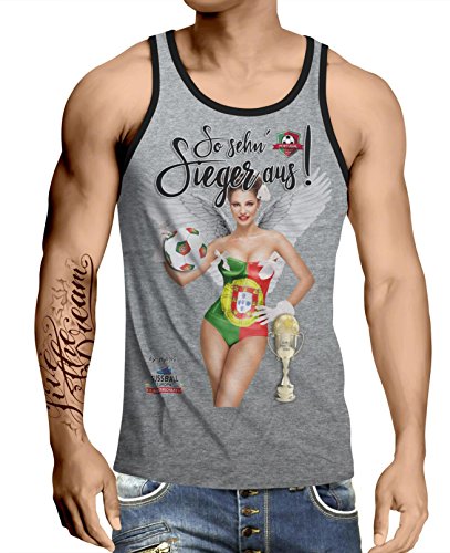Stylotex Herren Tank Top basic So sehn Sieger aus Girl Portugal, Farbe:heather;Größe:M