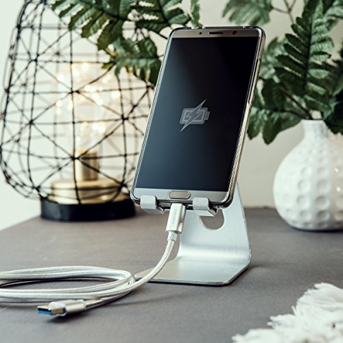 kwmobile USB 3.1 Type-C Kabel - USB 3.1 Typ C zu USB 3.0 Nylon Ladekabel Datenkabel 100cm in WeiÃŸ - Typ-C Kabel fÃ¼r Smartphone Tablet Laptop