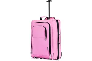 FLYMAX 56x45x25 Easyjet Cabin Bag Hand Luggage Approved Cabin Case Lightweight Suitcase Also Approved for BA Jet 2 1.5kg 57L Pink