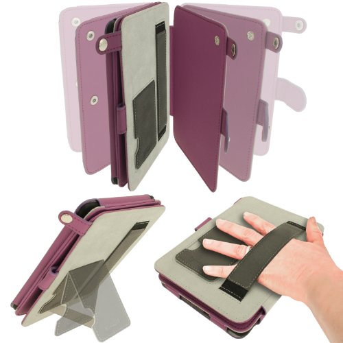 igadgitz PU Bi-View Leder Etui Hülle mit Sleep/Wake Funktion/Integrierte Handschlaufe für Amazon Kindle Paperwhite 2015/2014/2013/2012 lila - 3