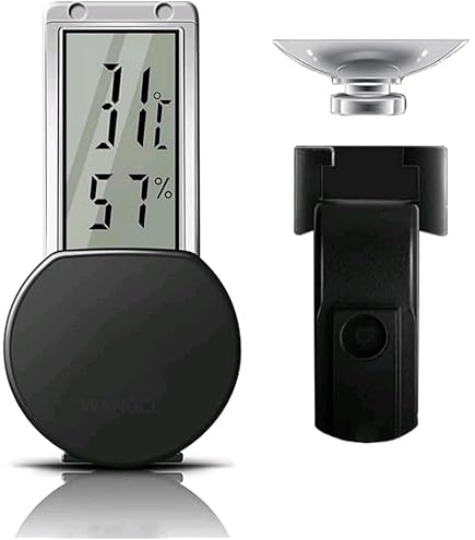 Digital Thermometer and Hygrometer for Reptiles, Battery Operated with Integrated Sensor for Terrarium, Reptiles, Terraria, Black