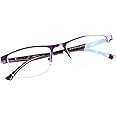 FONHCOO Reading Glasses for Women Men, Blue Light Blocking Reading Glasses Metal Half Frame Computer Readers Anti UV/Glare/Eyestrain