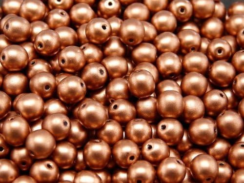 50 Pieces Czech Glass Pressed Beads Druk Round 6 mm Crystal Bronze Vintage Copper