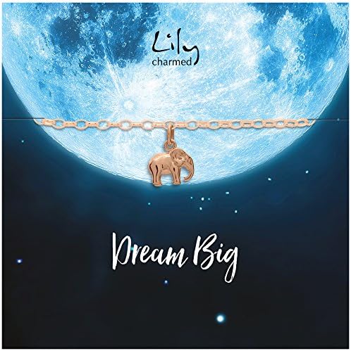 Lily Charmed - 18ct Rose Gold Plated Elephant Charm Bracelet with 'Dream Big' Message