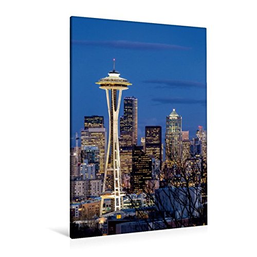 Premium Textil-Leinwand 80 cm x 120 cm hoch, Space Needle - Seattle | Wandbild, Bild auf Keilrahmen, Fertigbild auf echter Leinwand, Leinwanddruck (CALVENDO Orte)