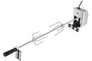 NAIZY Drehspieß für Gasgrill Grillspieß Set inkl. 2X Fleischnadeln und Edelstahl Motor 220V - 240V Universal Einsetzbar aus Edelstahl Elektrischer Drehspieß BBQ für Rotisserie und Gasgrill