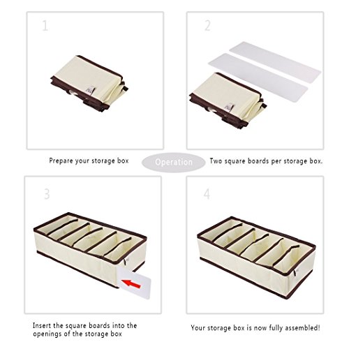 Schublade Organizer, Schrank Organizer, Bra Unterwäsche Schublade,Aufbewahrungsboxen Socken oder Kommodenschubladen Divider 4 Set Beige von MIU COLOR® - 4