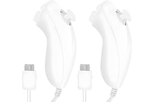 Aicharynic 2 Stück Nunchuk-Controller Kit für Wii: Remote Nunchuk-Joystick Gamepad Kontroller Fernbedienung Nunchuck-Controller Joystick Ersatz controller Kompatibel mit Konsole Wii-Videospiel - Weiß
