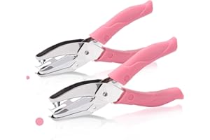 HEVEER Einzelloch-Loch Stanzer Handgehaltener Locher mit Rosa Weichem Griff Lochzange Rundloch 3mm,6mm für Papier Karten 2 Stück