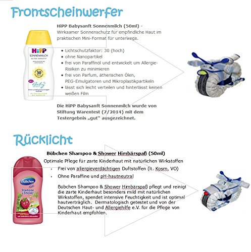Windeltorte Motorrad blau ROCKSTAR – Windelmotorrad Geschenk zur Geburt, Taufe und Babyparty für Junge – Baby Geschenke bei dubistda - 4