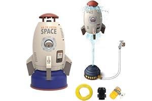 HuaMuDM Rocket Wassersprinkler Kinder Outdoor,Water Rocket Sprinkler,Garten Wasserstrahl Rakete,3 Meter Schlauch,Outdoor Wasserspielzeug Sprinkler für Kinder Raketenform,Rasen,Garten,Pool-Party