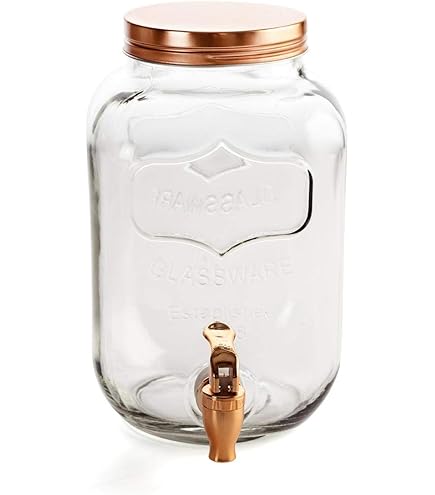 KADAX Drankdispenser, 5,6 liter, limonadedispenser met tapkraan en deksel, grote waterdispenser van glas, sapdispenser, drankhouder, glazen container KADAX Drankdispenser, 5,6 liter, limonadedispenser met tapkraan en deksel, grote waterdispenser van glas, sapdispenser, drankhouder, glazen container