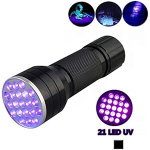 Vicloon Ultraviolett LED UV Taschenlampe, Schwarzlichtlampe mit 21 LEDs 395nm, Fleckendetektor / Urindetektor für Haustiere