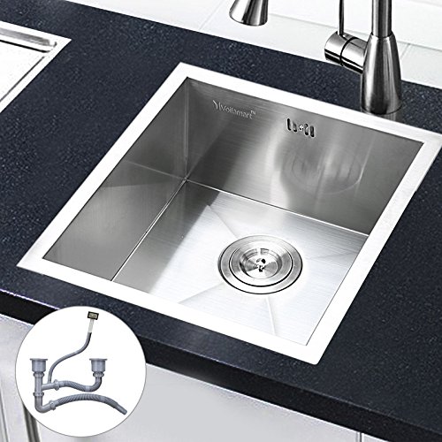 Edelstahl Küchenspüle/ Spülbecken Violamart Quadro 40-40 Flächenbündig / Unterbau - Eckige Edelstahlspüle/ spüle 40*40 cm