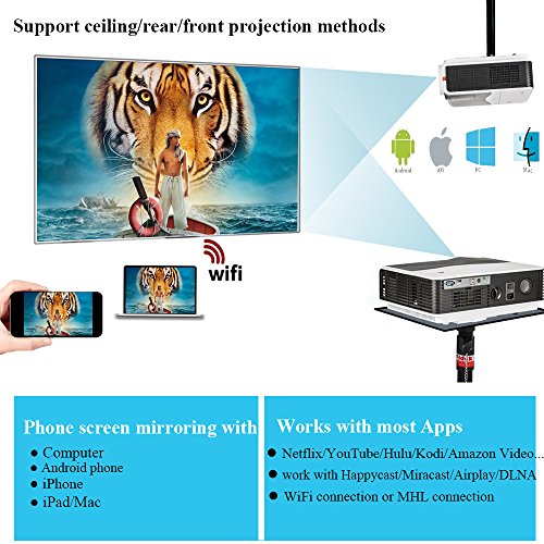 Proyector HD 5000 lúmenes Android WiFi Multimedia Home Theater Alta definición Digital 1280X800 HD Soporte 1080p 16: 9 4: 3 200 
