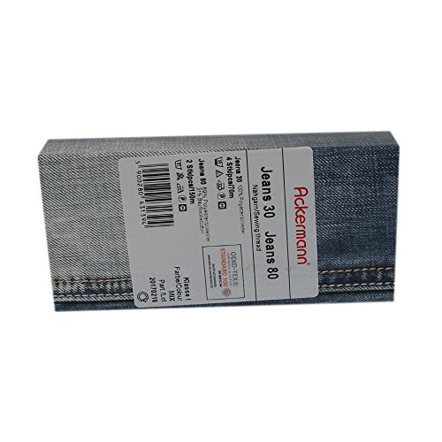ACKERMANN® Jeans Nähgarnset Farben Mix, Jeansgarn 4x Stärke 30 zu je 70m & 2x Stärke 80 zu je 150m - 2