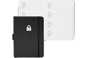 GETVOW Hardcover Password Book with Alphabetical Tabs - Internet Password Keeper Book, 11.6 x 15.5cm Password Notebook for Office or Home, Black
