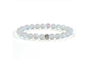 Bracelet Femme Pierre Naturelle, 7 Chakra Pierre Naturelle Perle Bracelet Pierre De Lune Blanche Bracelet Élastique Yoga Mode Charme Pendentif en Argent Bijoux pour Femmes Hommes Cadeau D'Annivers