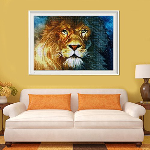 Amazingdeal365 Motiv-Löwe 1 5D DIY Diamond Stickerei Malerei Kreuzstich Kinderhandarbeit zum Lernen für Balkon,Terasse,Café,Kinderzimmer,Wohnzimmer, Schlafzimmer, Arbeitszimmer usw. - 3