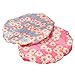 LEADSTAR 2 PCS Women Waterproof Shower Caps, Double Layers Bathing Cap Elastic Band Floral SPA Hat (Pink&Blue)