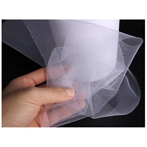 Andux Tüllstoff Tülldekostoff für Kleidung Deko Hochzeit Party Hochzeit Party Auto Dekoration 6 “ X 100 Yards HLBJS-02 (Weiß) - 3