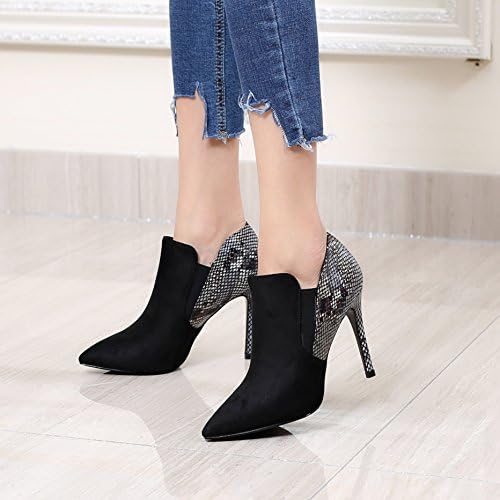 SSBY Sexy Snakeskin Pattern Color Matching 9.5Cm High Heels Elastic Belt Set Foot Deep Single Shoes Temperament A Fine With The Occupation Of Shoes Thirty-Nine Black