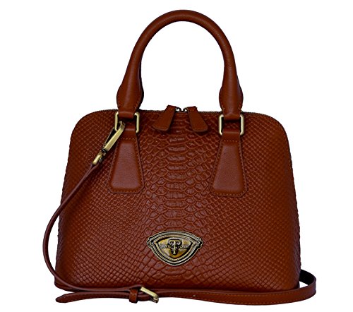 Preisvergleich Produktbild SILVIO TOSSI Damen Leder Handtasche Schultertasche Ziegel Modell 11376-05