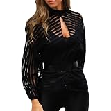 Frecoccialo - Blusa de manga larga transparente con puntos, para mujer,  elegante, moderna, con mangas de muselina transparente, elegantes y  elegantes con cuello redondo para primavera rosa S: Amazon.es: Ropa