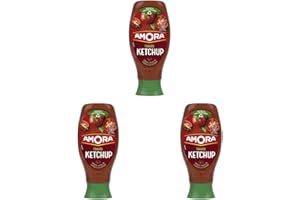 Amora Ketchup Flacon Souple tête en bas, sans conservateurs, ni édulcorants 550g (Lot de 3)