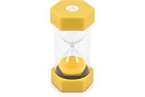TeacherFav Sand Timer for Kids - 5 Minute Yellow - 6.3 Inches Hourglass Acrylic Covered Clock for Classroom, Home & Kids Room - Large Single Pack