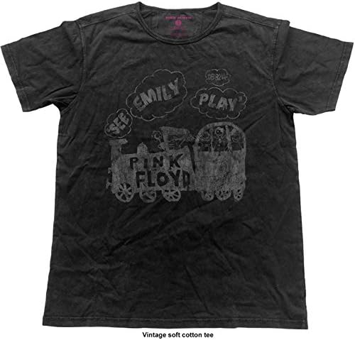 Pink Floyd T Shirt See Emily Play Official Vintage Finish Mens Black XL