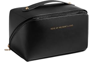 ZSMJAER Groß Kapazität Kosmetiktasche Damen,PU Leder Tragbar Reise Make-up Tasche mit Großer Kapazität Wasserdichter,Kosmetiktasche mit,Schwarz