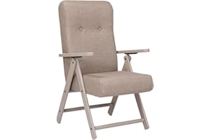 LIBEROSHOPPING Poltrona in legno e tessuto imbottito reclinabile 4 Posizioni per casa soggiorno - MOLISANA (Corda Telaio Tortora)