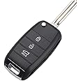 Rubik 3 Buttons Replacement Uncut Flip Key Shell Case for KIA K2 K3 K5 Carens Cerato Forte RIO, Keyless Entry Car Remote Control Fob Cover (Right Blade)